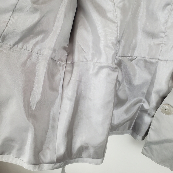 Sandro Jacket Womens Large Gray Silver Blazer Tie Waist Button Up 3/4 sleeves - Picture 9 of 13